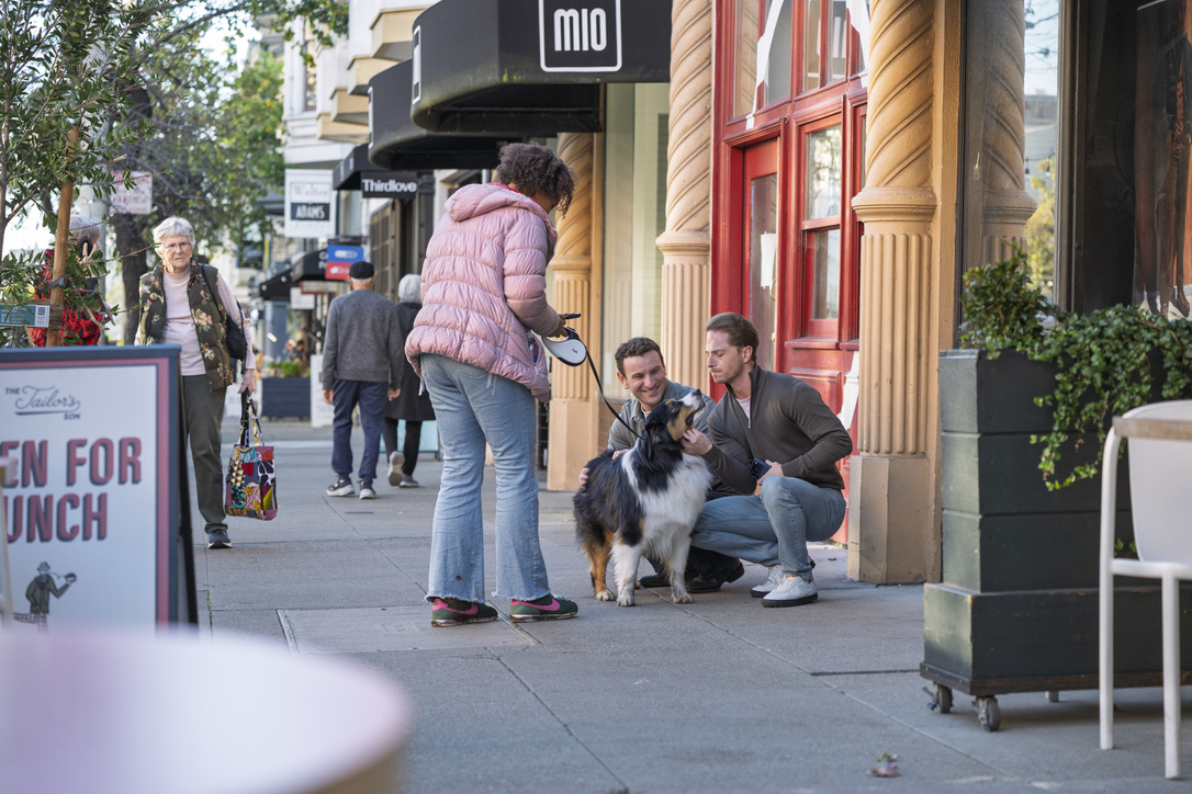 Casa founders Alex Rios and Jake Levinson with their dog in a San Francisco neighborhood